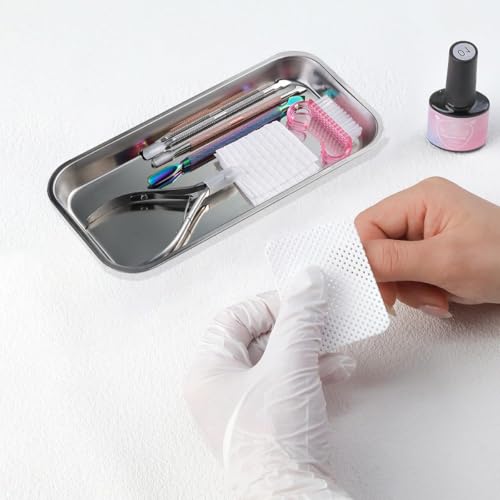 Stainless Steel Nail Art Storage Tray - 8.85x4.6 inches