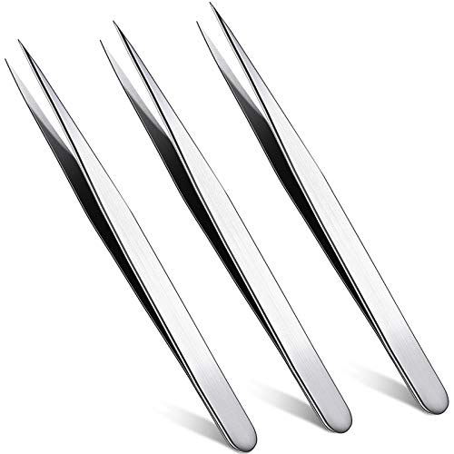 3 Pcs Stainless Steel Precision Tweezers for Eyelash Extension