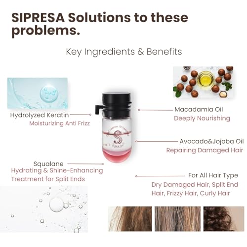 SIPRESA Hair Perfume Oil Set - 36 Mini Bottles, 9 Scents for Nourished, Frizz-Free Hair
