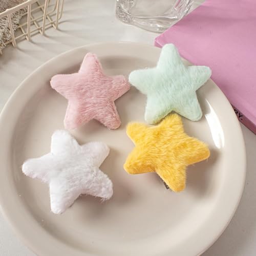 Yellow Star Hairpins - 4 Pcs Soft Anti-Slip Bangs Clips