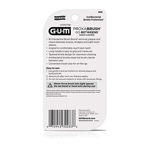 GUM Proxabrush Angled Interdental Brushes - 4 Pack for Deep Cleaning