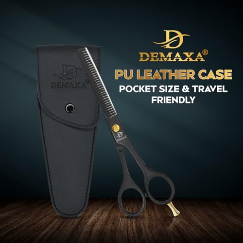 DEMAXA 6.5-inch Black Thinning Shears - Professional Hair Cutting Scissors