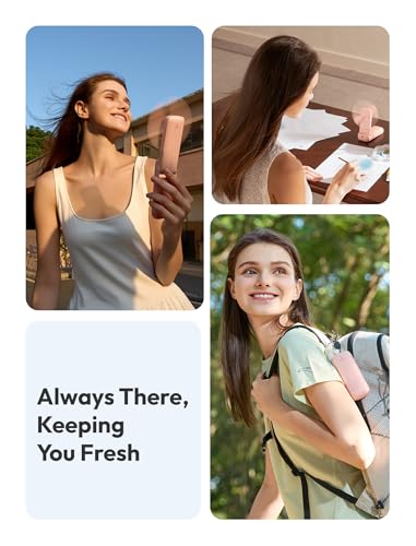 Aecooly Slim Portable Fan with Hidden Mirror - USB Rechargeable