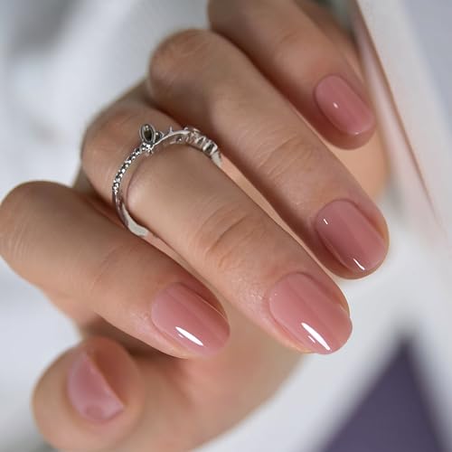 CurvLife Extra Short Oval Press On Nails - Nude Peach Pink | 32PCS