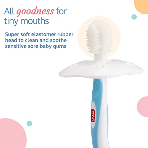 Luv Lap Baby Toothbrush Set with Anti Choking Shield - White/Blue