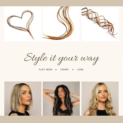 21 Natural Color Hair Extensions ? 9¡±?14¡± Long ? DIY Rooster Kit with 20 Micro-Link Beads ? 100% Real Feathers ? Eye-Catching Boho Style