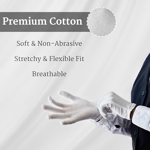 Winterlace White Cotton Gloves for Eczema & Dry Skin - 24 Pair Bulk Pack