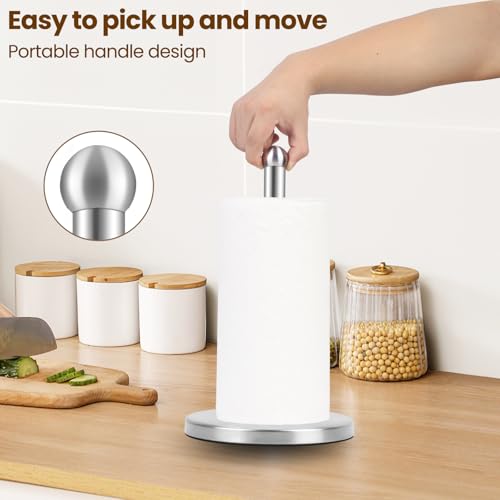 Stainless Steel Paper Towel Holder with Weighted Base - Silver