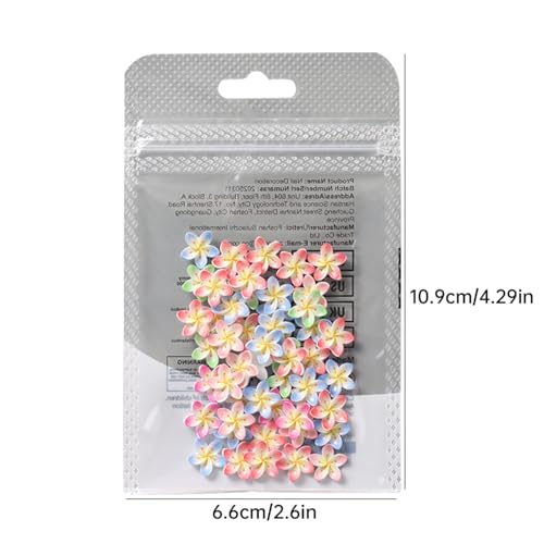 50 Pcs Flower Nail Art Charms - 3D Colorful Floral Rhinestones