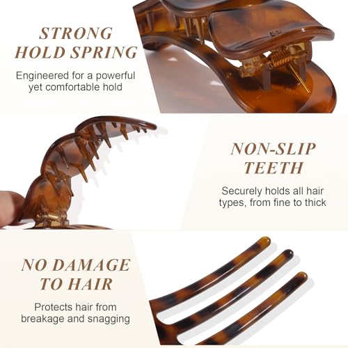 Amlaidu Flat Hair Clips for Women – Claw Clips for Thick/Thin Hair, 4 Color Variants (Yellow, Red, White Tort, Black) 1 Count