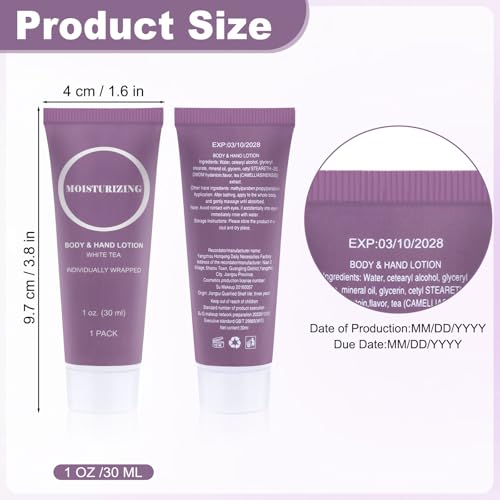 Travel Size Body Lotion & Hand Cream - 1 Fl Oz Tubes, Pack of 30