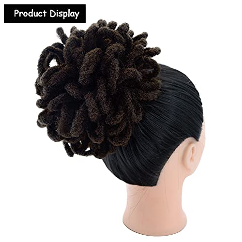 Yinmei Baibian 8 Inch Afro Puff Drawstring Ponytail - Faux Locs Bun Hair Extensions for Black Women (Color 4#)