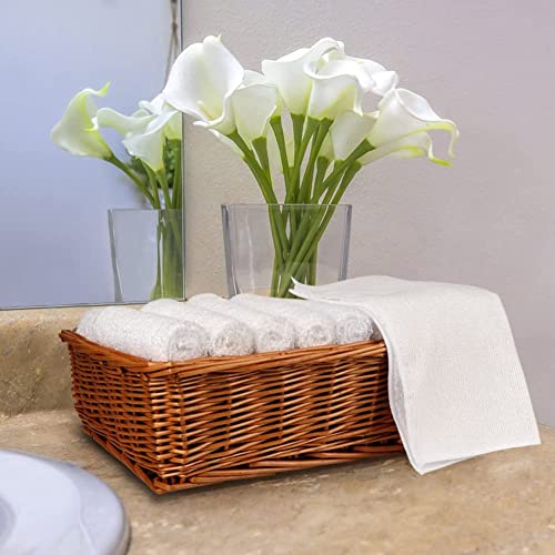 Orighty Microfiber Washcloths - 50 Pack, 12x12 Inch White Towels