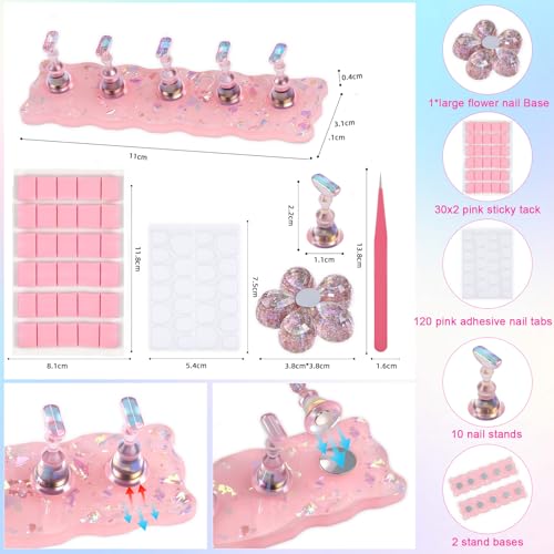 VYNELLE Magnetic Press-On Nail Practice Stand Set with Flower Base
