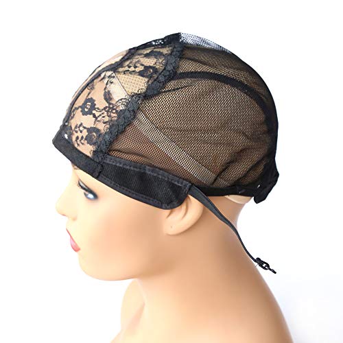 BTWTRY U Part Wig Cap - Adjustable Black Dome Mesh for DIY Wigs (2 Pcs)