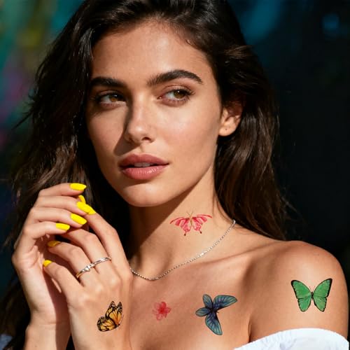 100pcs Colorful Butterfly Temporary Tattoos for Kids & Adults