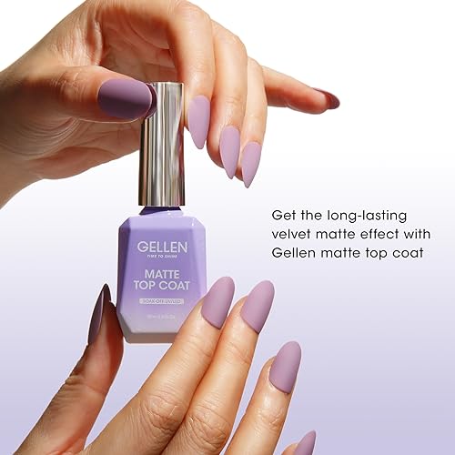 Gellen Gel Nail Polish Base and Top Coat Set - 4 Piece Matte, Glossy, Glitter
