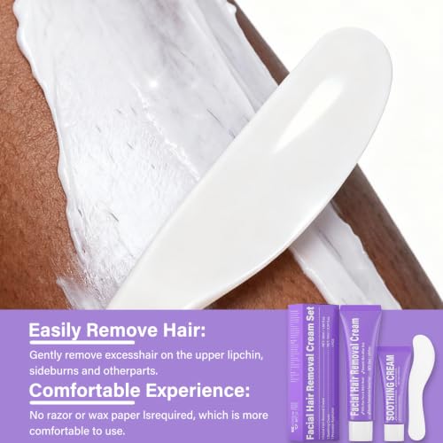 CHOWMI Sensitive Skin Facial Hair Removal Cream - Pack of 2, Includes Soothing Gel