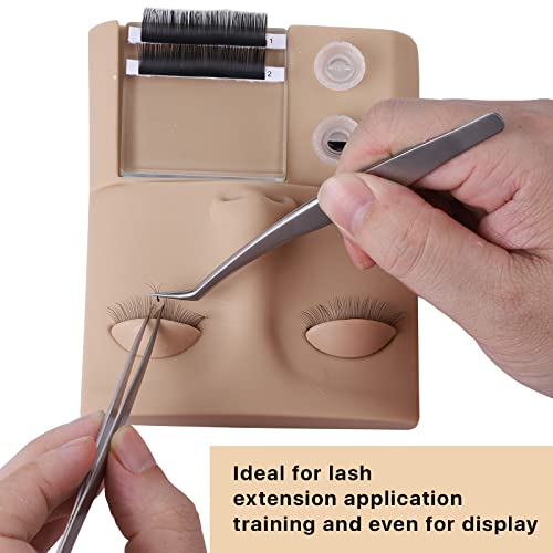 Miuffue 3-in-1 Eyelash Mannequin Head Practice Kit with Glue Rings & Tray - 1 Count
