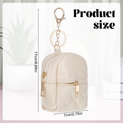 Mini Keychain Backpack for Women - PU Leather Cosmetic Bag