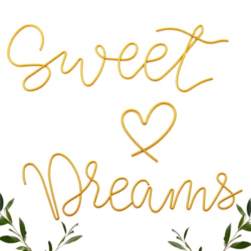 Sweet Dreams Metal Wall Decor - Minimalist Gold Art for Bedroom