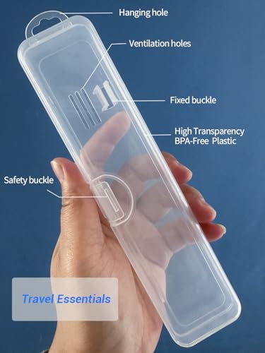 4 Pack Travel Toothbrush & Tongue Scraper Cases - Clear, Breathable, Compact