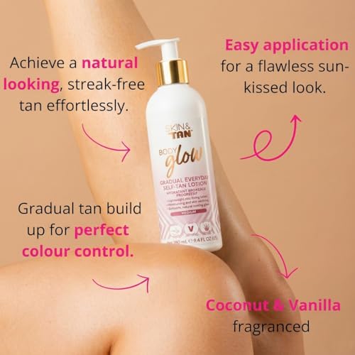 Skinny Tan Medium Gradual Body Glow Lotion - 9.4 oz, Hydrating & Vegan