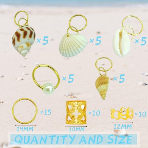 60PCS Gold Seashell Hair Jewelry Clips for Braids & Dreadlocks