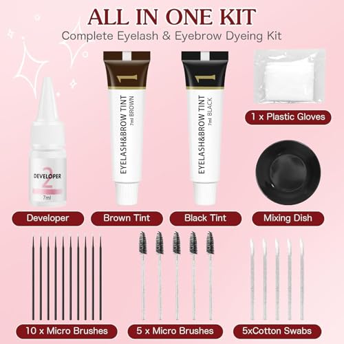 Professional Eyelash & Eyebrow Color Kit - Long Lasting, Safe Formula