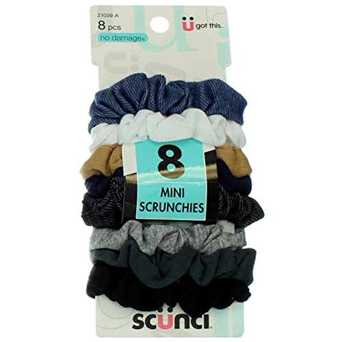 Scunci Mini Scrunchies - 8 Count Ouchless Denim Hair Elastics