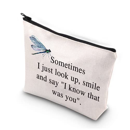 Dragonfly Memorial Makeup Bag - Sometimes I Look Up Quote Travel Pouch