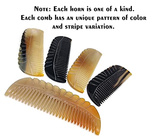 5MOONSUN5 Handmade Natural Ox Horn Comb - Anti-Static Detangling Tool