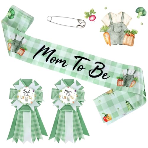 Mom to Be Sash and Dad to Be Corsage Set | Locally Grown Baby Shower Decorations