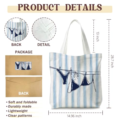 Beachy Blue Coastal Tote Bag - Reusable Shopping Bag for Women