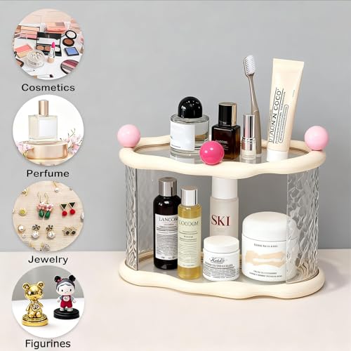 A CENTER White 2-Tier Clear Acrylic Makeup & Jewelry Organizer
