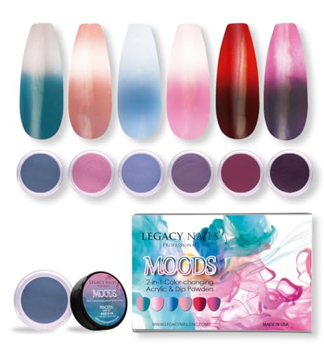 Legacy Nails MOOD Collection 6-Color Acrylic Powder Kit for DIY Nail Art