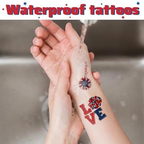 Metuu 117 Sheets Independence Day Temporary Tattoos Pink Variation, USA Flag & Eagle Designs for Adults & Kids