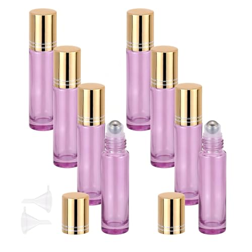 8 Pack 10mL Glass Roller Bottles for Essential Oils & Perfume