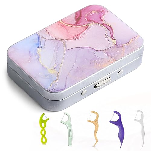 Portable Dental Floss Case - Pink Marble Travel Dispenser