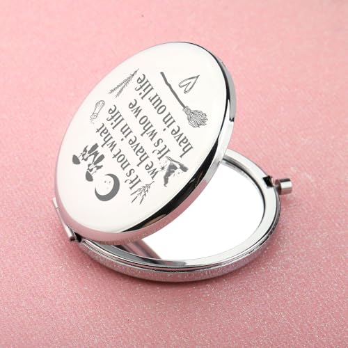 Witch Sister Stainless Steel Makeup Mirror - 2.5 Inch Pocket Mirror