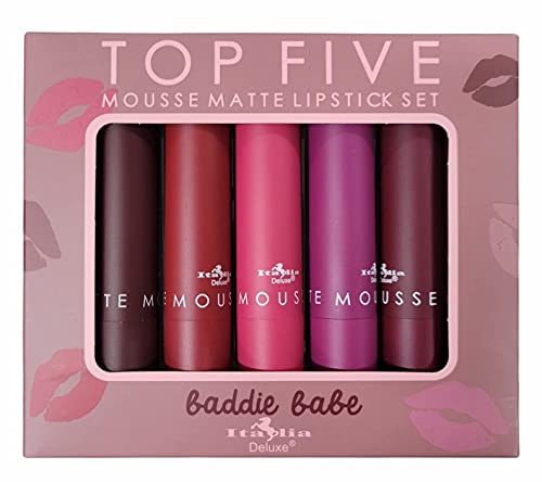 Italia Deluxe Top Five Baddie Babe Mousse Matte Lipstick Set - 6 Shades