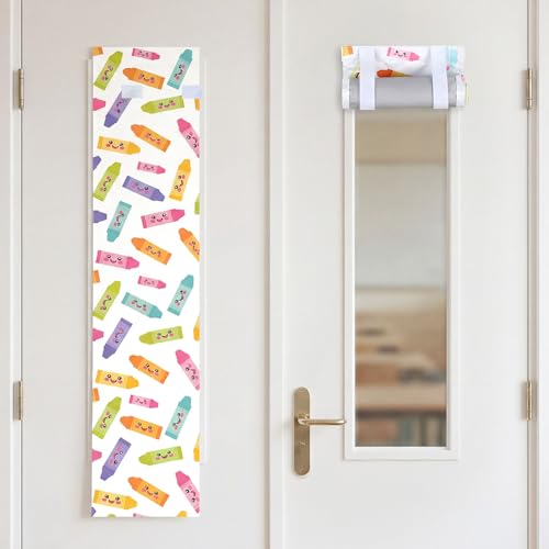 Peryiter Classroom Door Window Cover Curtains - Colorful Crayon Theme Blackout Drapes for Nursery & Office