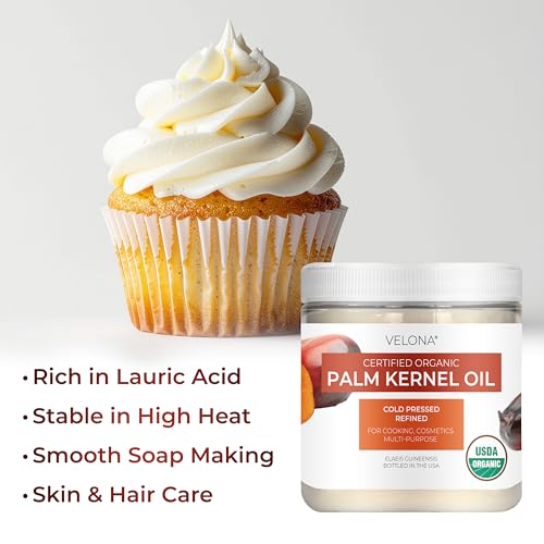 Velona USDA Organic Palm Kernel Oil - 8 fl oz, Cold Pressed, Non-GMO
