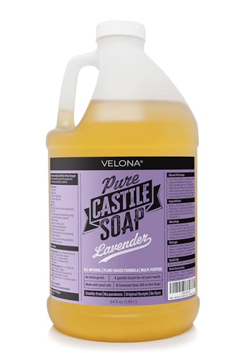 Velona 64 Fl Oz Pure Castile Soap with Lavender Essential Oil - Multi-Purpose Liquid Cleaner