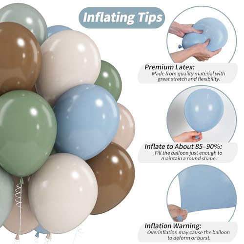60PCS Dinosaur Safari Balloons Set - Sage Green & Brown Party Decor