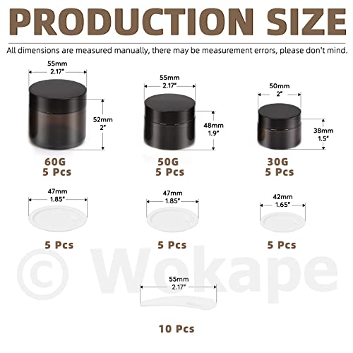 Wokape 40-Piece Amber Glass Jar Set with Lids and Spatulas for Cosmetics
