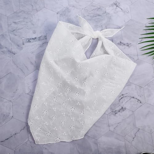 Apojgitn White Lace Bandana Scarf for Women - Elegant Triangle Hair Accessory