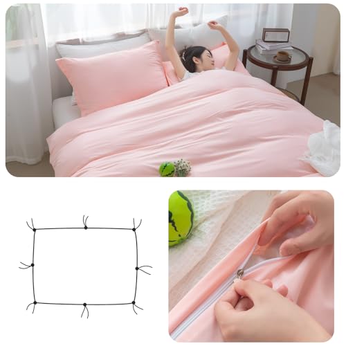 SheRest Pink Duvet Cover Set - Full Size Microfiber 3 Pieces