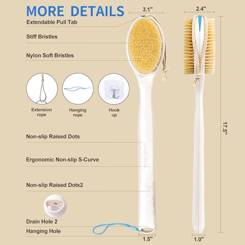 Extendable Back Scrubber with Dual-Sided Bristles | 17.5"-31.9"