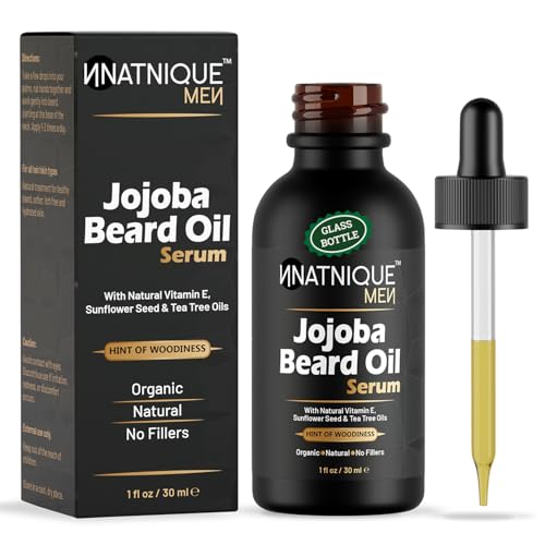 Natnique Organic Jojoba Beard Oil with Vitamin E & Tea Tree - 1 oz